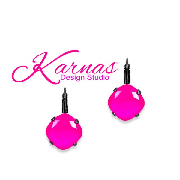 Electric Pink Cushion Cut Earrings