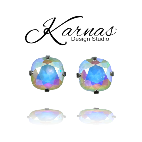 Powder Blue AB Cushion Cut Stud Earrings