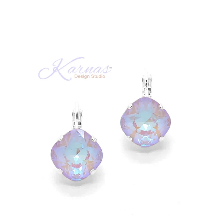 Radiant Soft Lavender Cushion Cut Earrings
