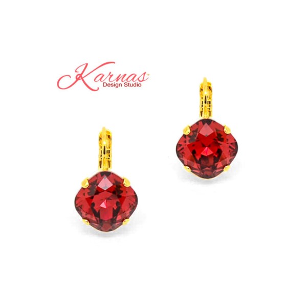 Persian Red Cushion Cut Earrings