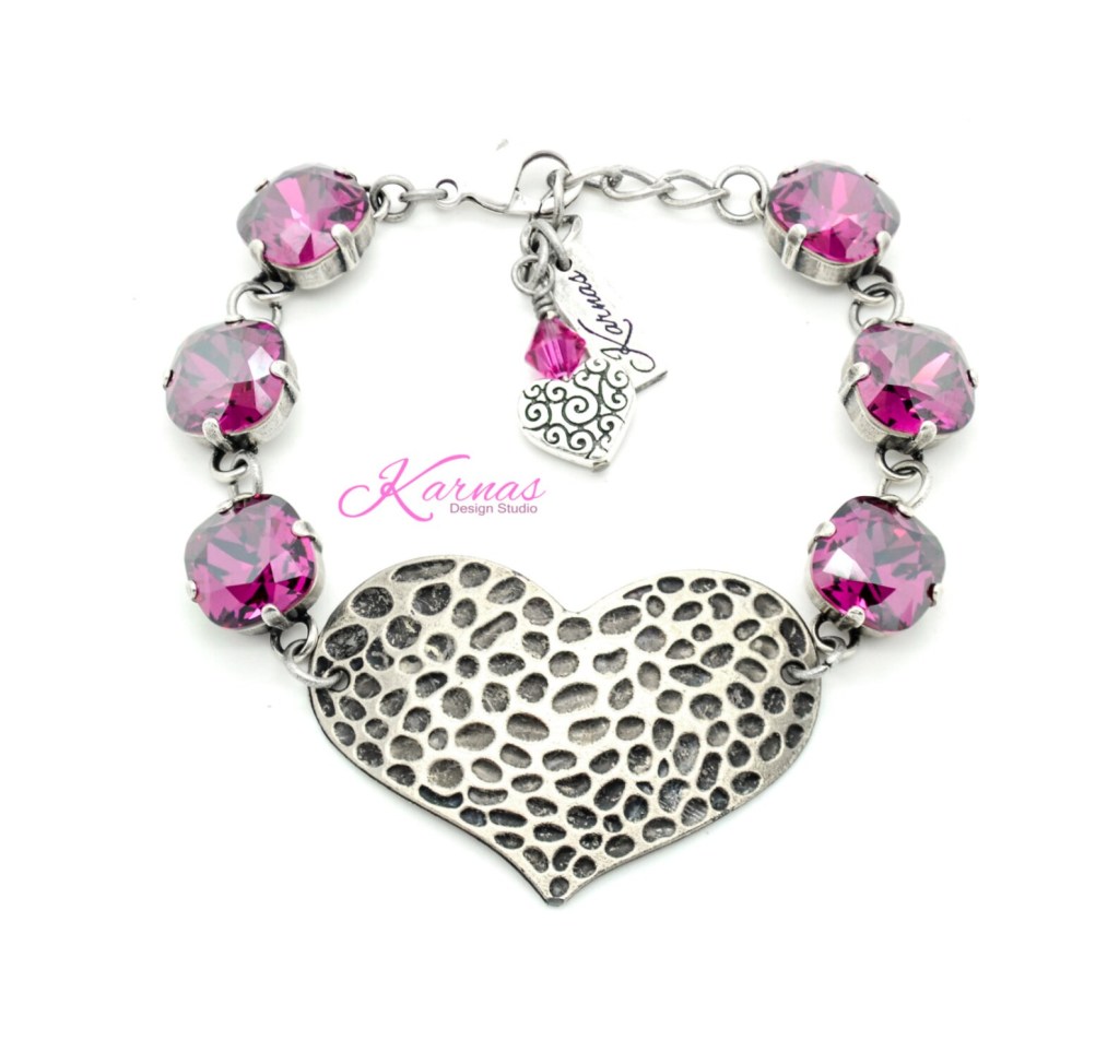 Unconditional Love Cushion Cut & Pewter Bracelet