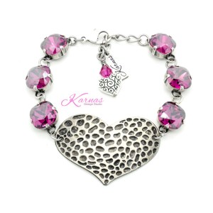 Unconditional Love Cushion Cut & Pewter Bracelet