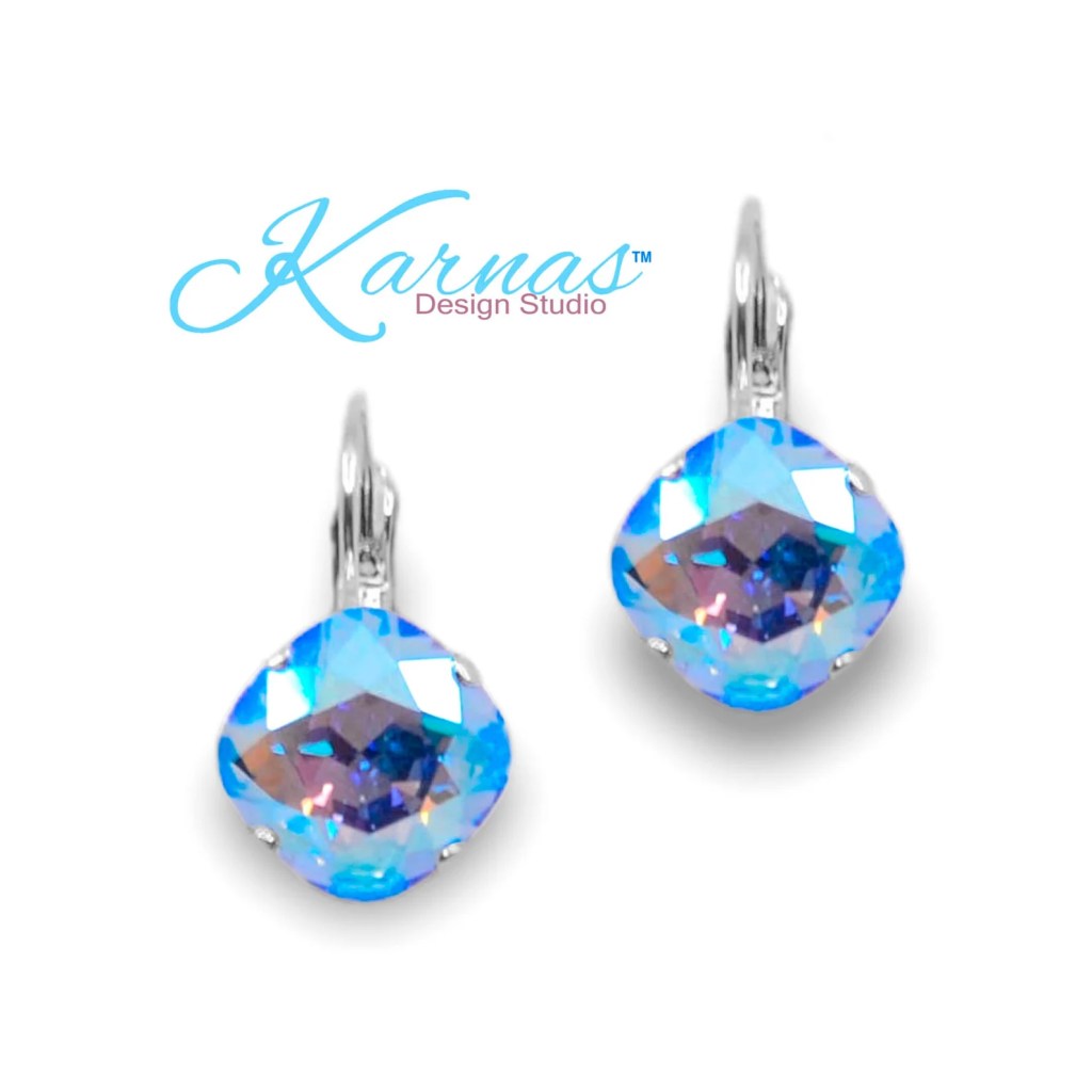 Light Sapphire Shimmer Cushion Cut Earrings