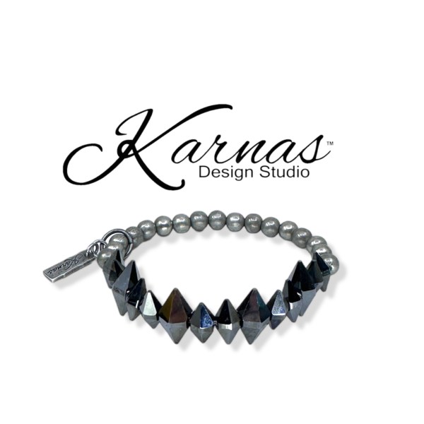 Silver Night Spiked Stretch Bracelet