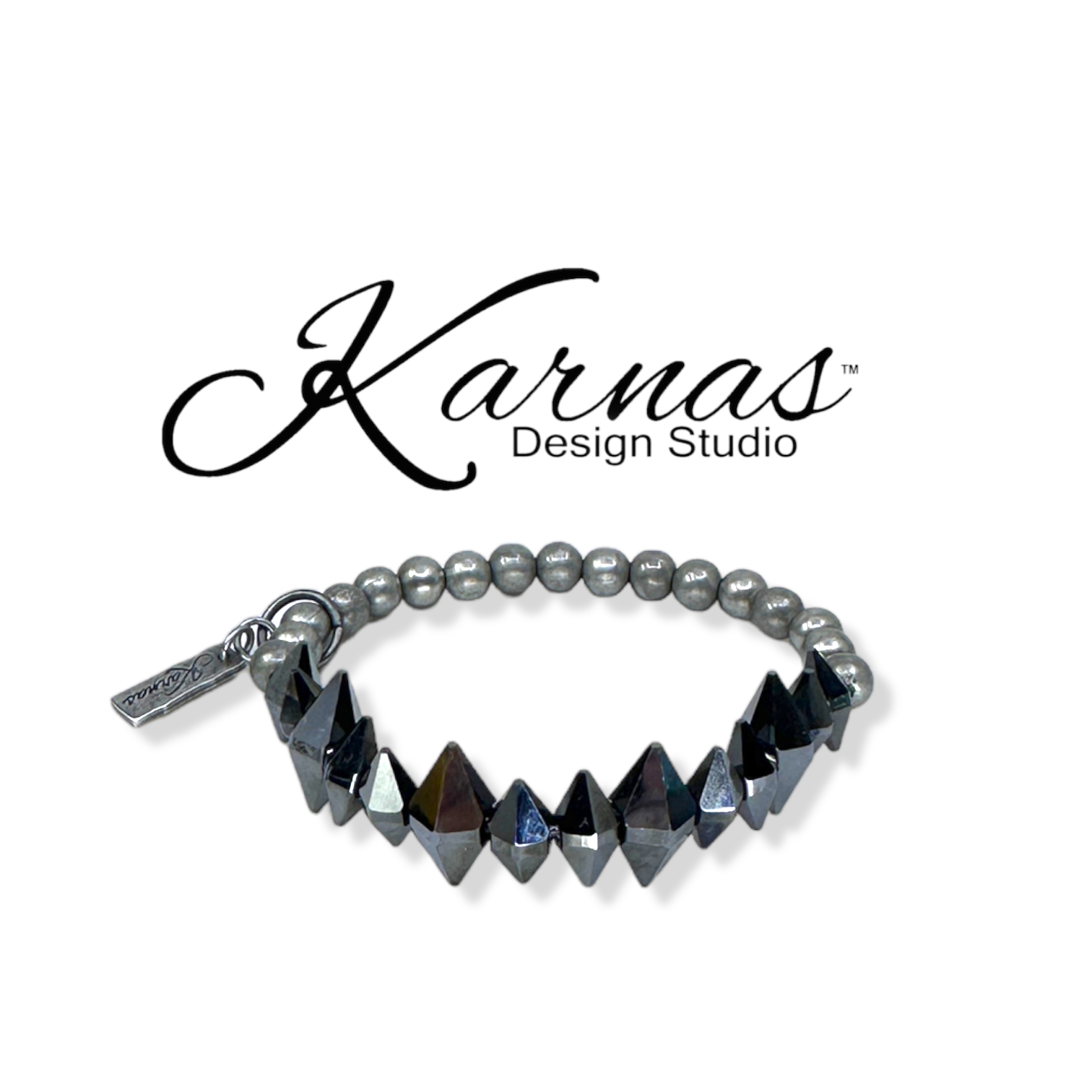 Silver Night Spiked Stretch Bracelet