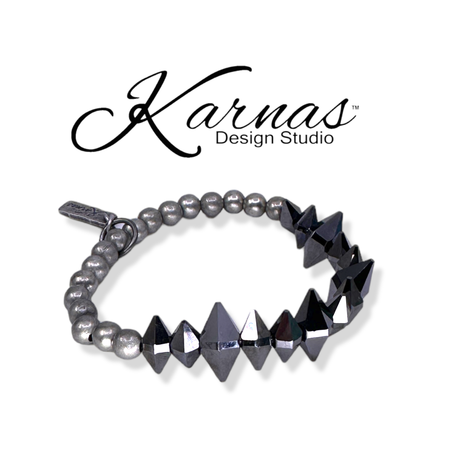 Silver Night Spiked Stretch Bracelet - Image 2