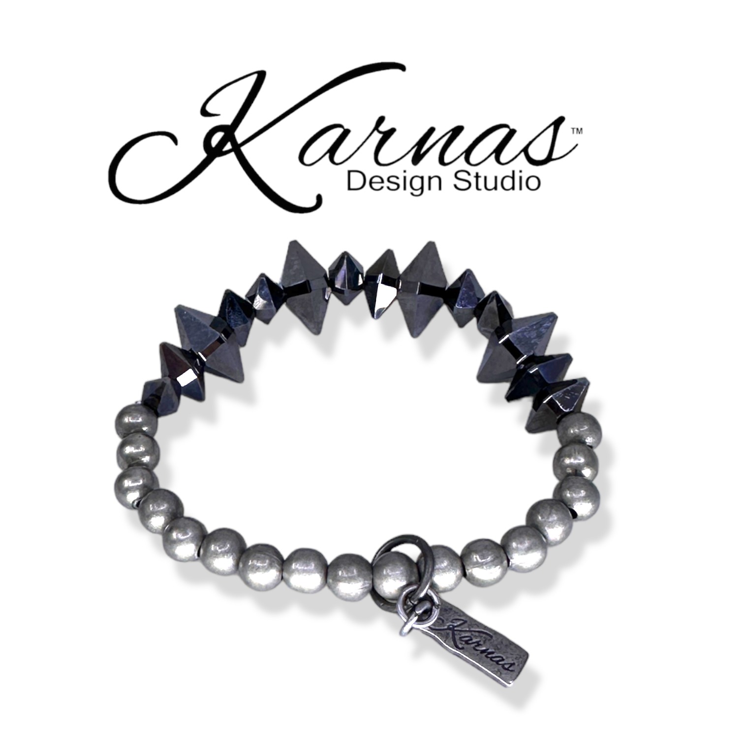 Silver Night Spiked Stretch Bracelet - Image 3