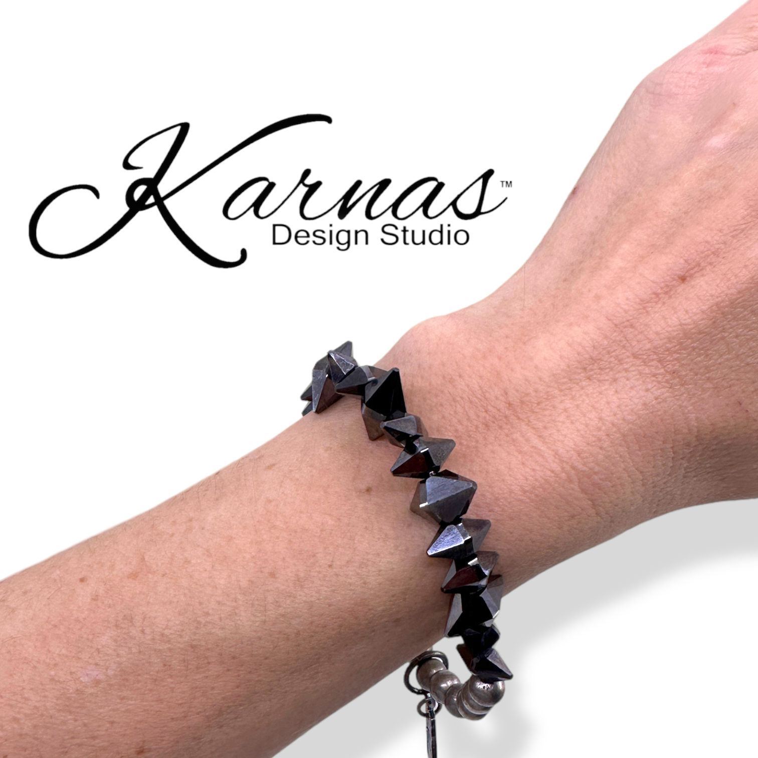 Silver Night Spiked Stretch Bracelet - Image 6