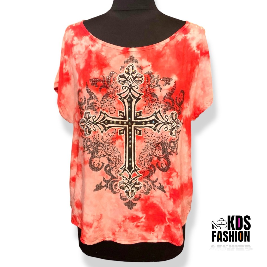 Daytrip Tie Dye Embellished Cross Top SM