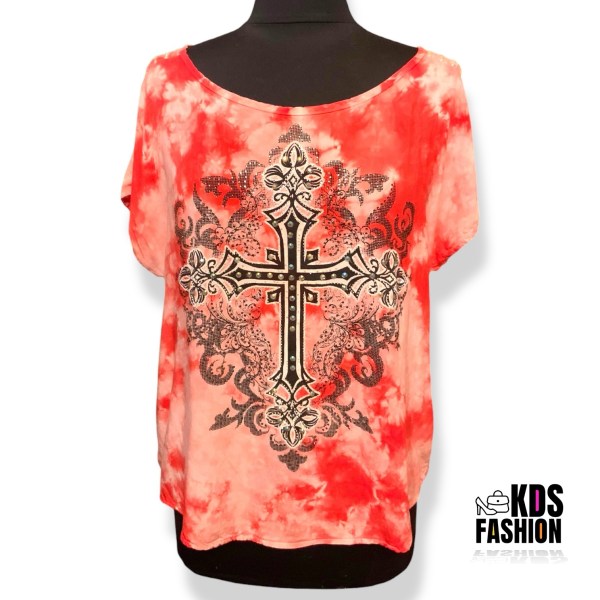 Daytrip Tie Dye Embellished Cross Top SM