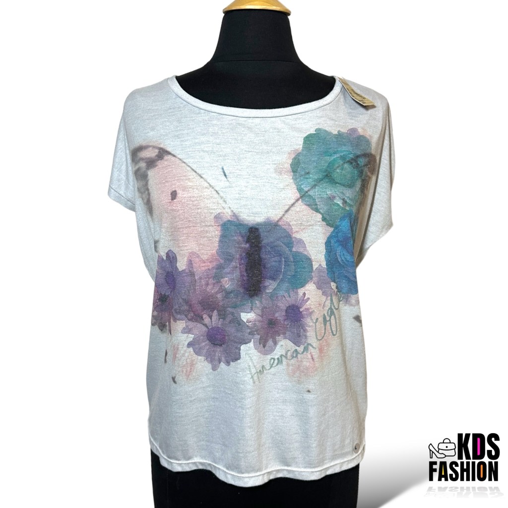 American Eagle Tie-Back Floral Print Tee LG NWT