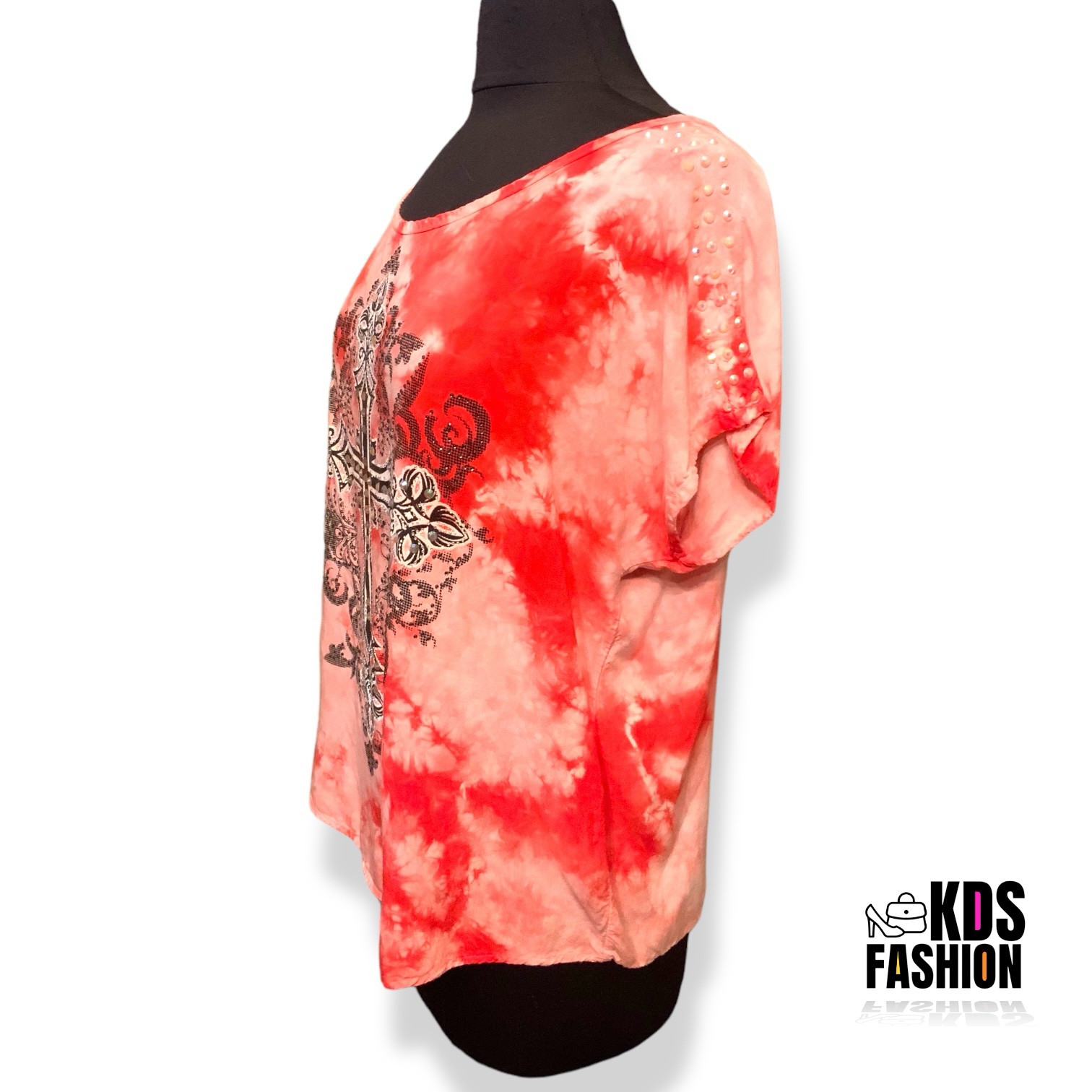 Daytrip Tie Dye Embellished Cross Top SM - Image 3