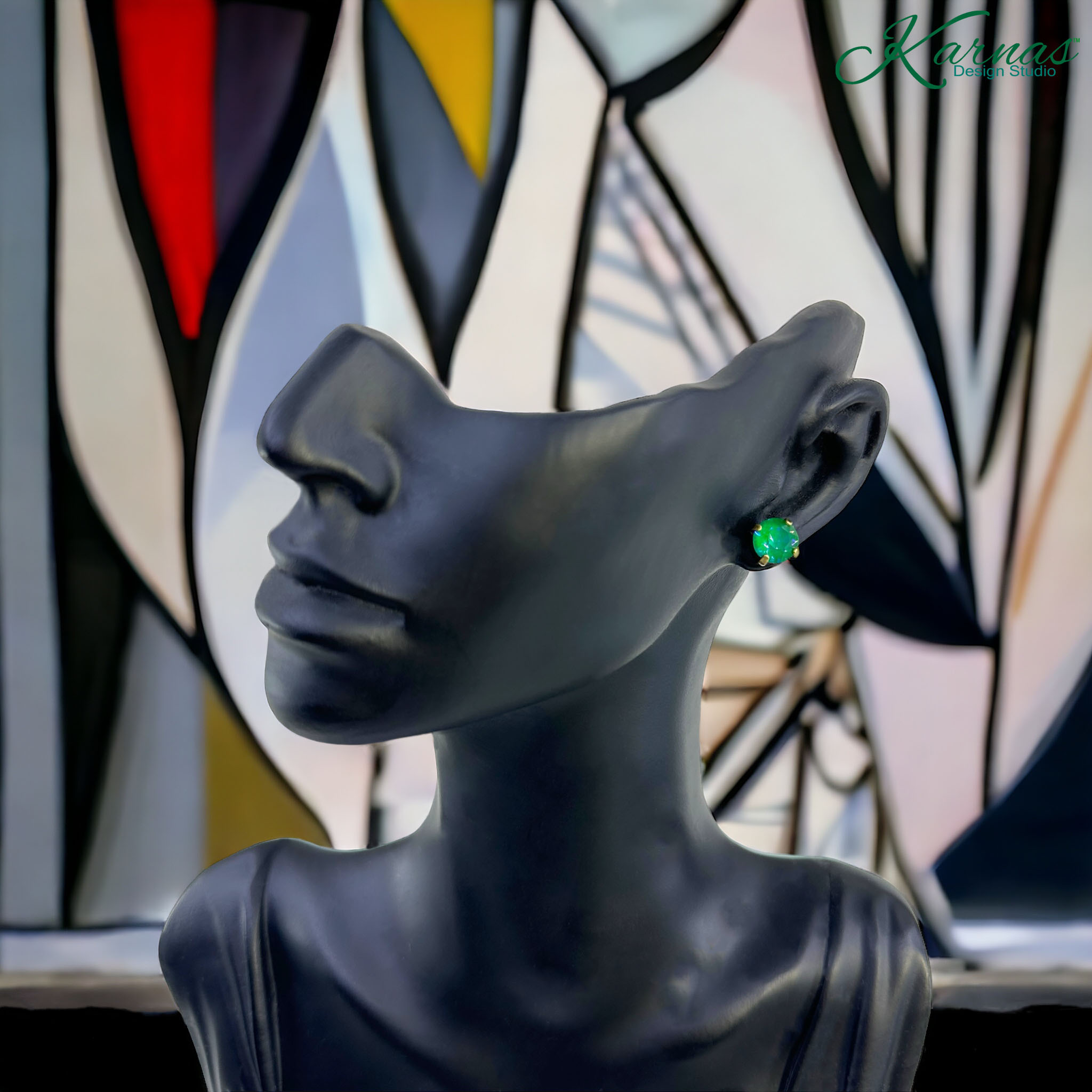 Radiant Fern Green Lacquer Earrings - Image 5