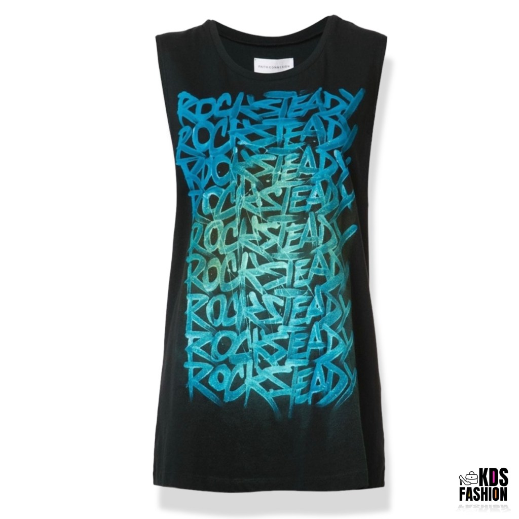 Faith Connexion “Rock Steady” Sleeveless Graphic Designer Tee MD