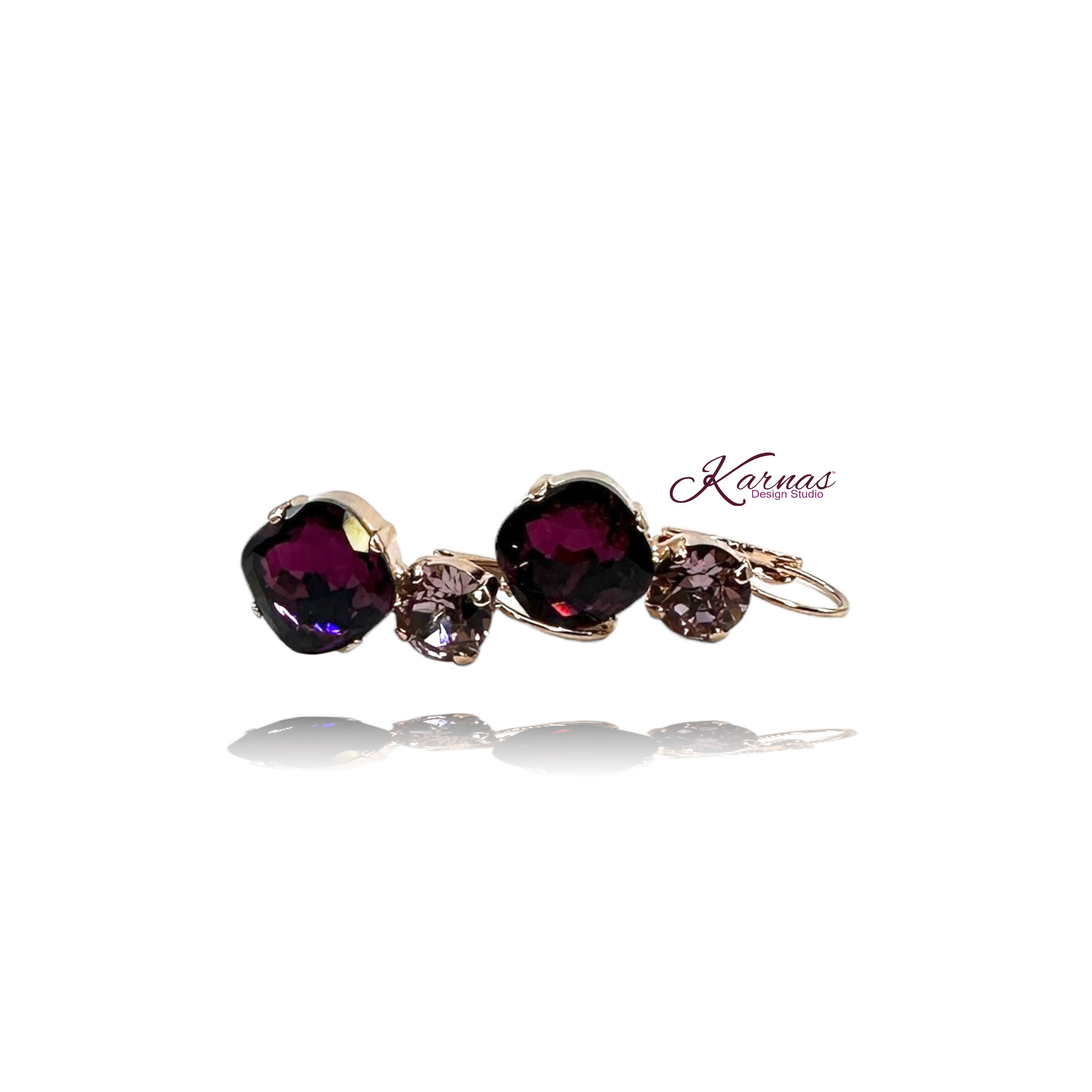 Purple Majesty 2-Stone Earrings - Image 4