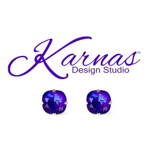 Radiant Neon Plum Lacquer Cushion Cut Earrings
