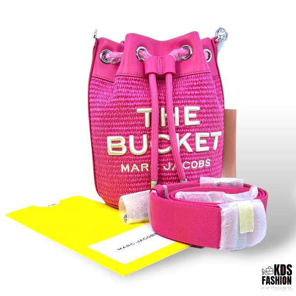 Marc Jacobs “The Bucket” Woven w/Leather Trim Bright Pink NWT