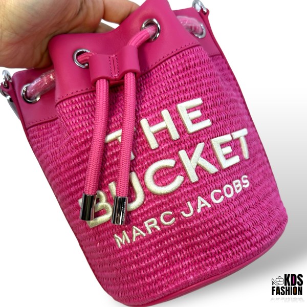 Marc Jacobs “The Bucket” Woven w/Leather Trim Bright Pink NWT