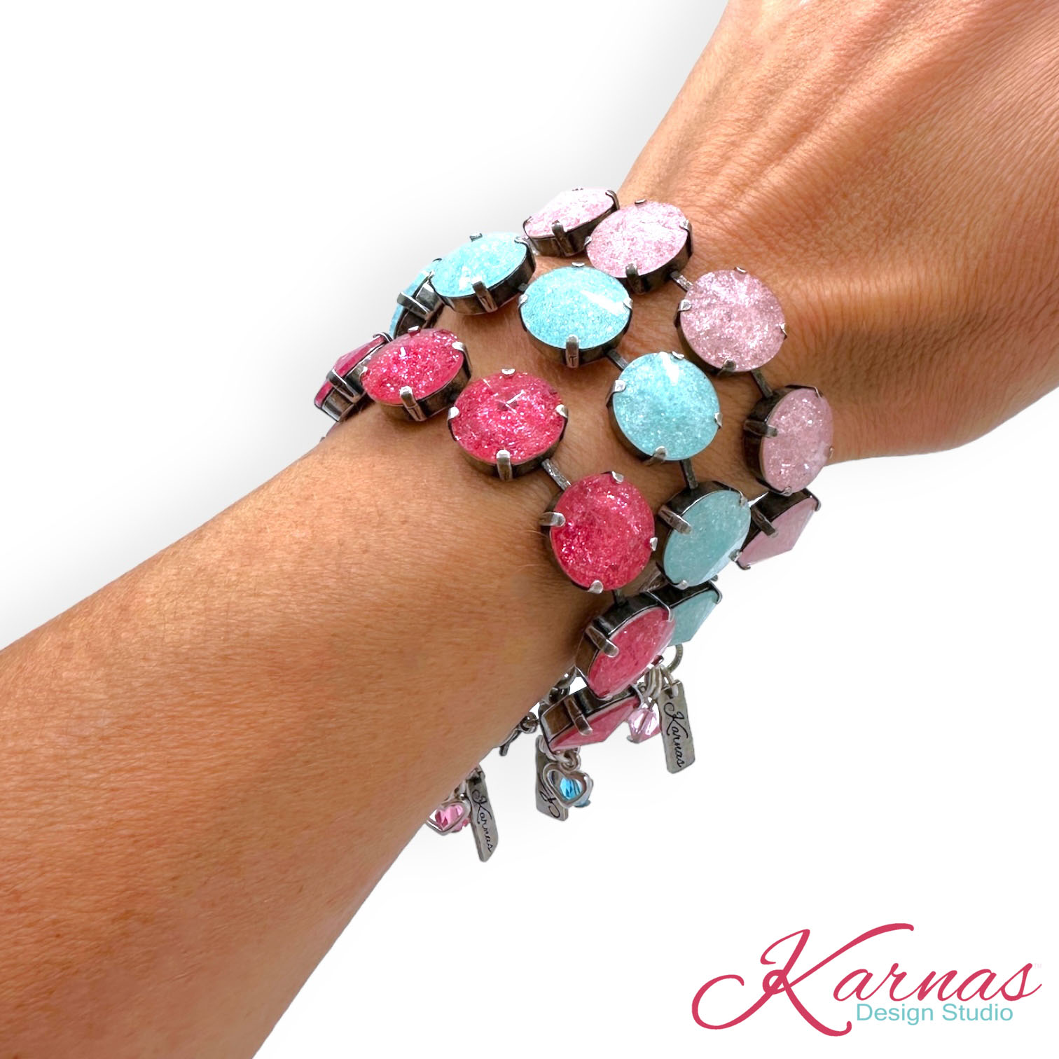 Blue Cotton Candy Crackle Bracelet - Image 3