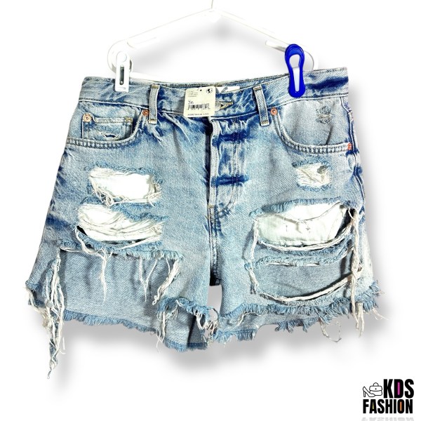 Free People Destroyed Denim Button Front Shorts 26 NWT