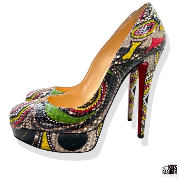 Christian Louboutin Bianca 140 Python Masai Platform Heels US 8.5 EU 39 Rare