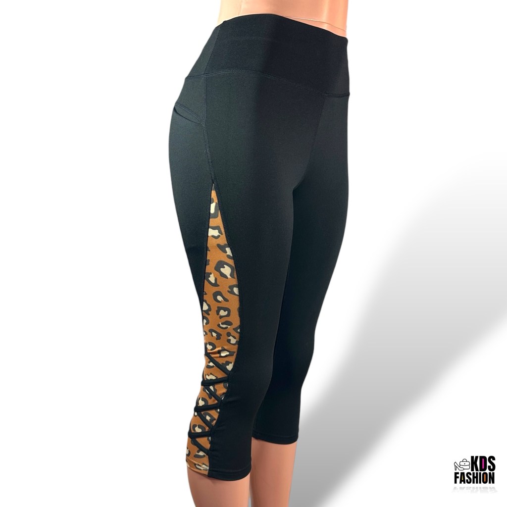 Pop Fit 3/4 Length Leopard Print Leggings w/Pockets NWT XS