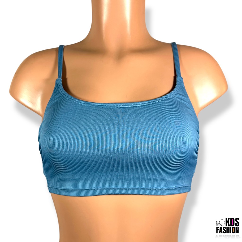 Shade & Shore Cropped Ribbed Bikini Top w/Adjustable Straps XS 0-2