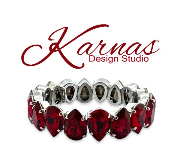Siam Red Pear Stretch Bracelet