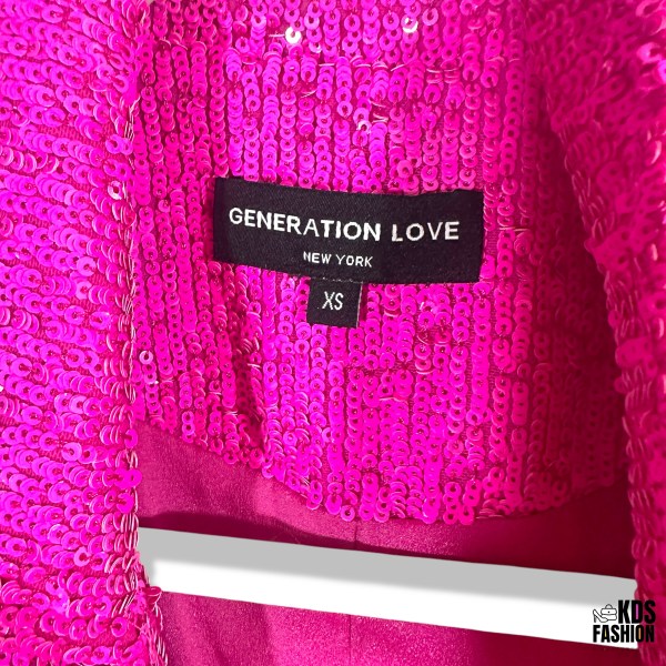 Generation Love Hot Pink Sequin “Whitney” Moto Jacket XS NWOT