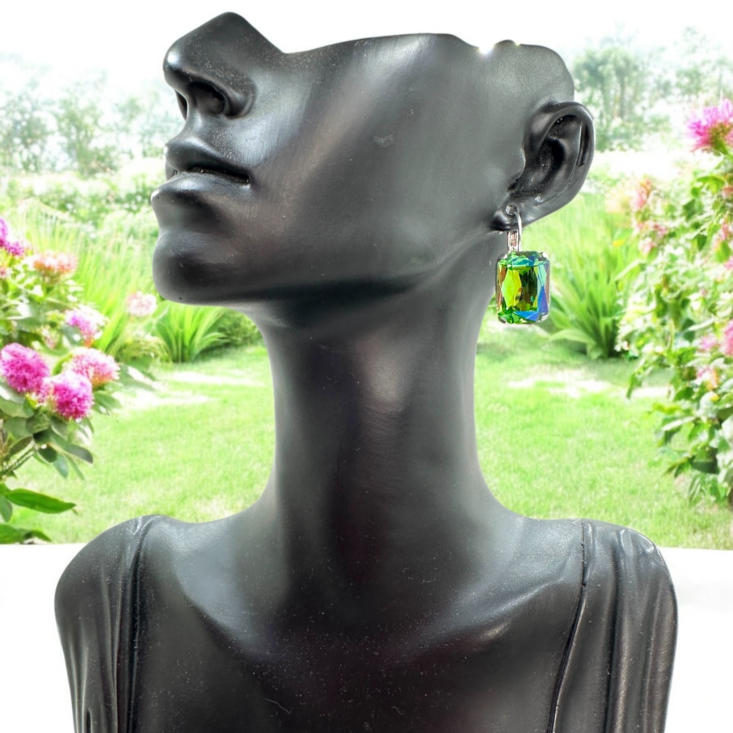 Pretty Pretty Peridot Emerald Cut Earrings - Image 5