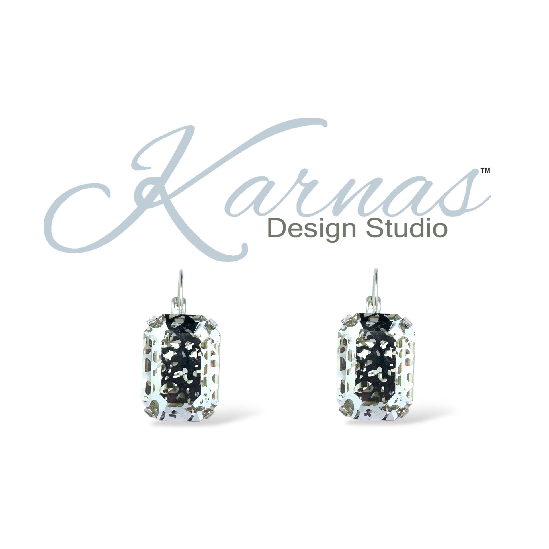 Metallic Patina Emerald Cut Earrings