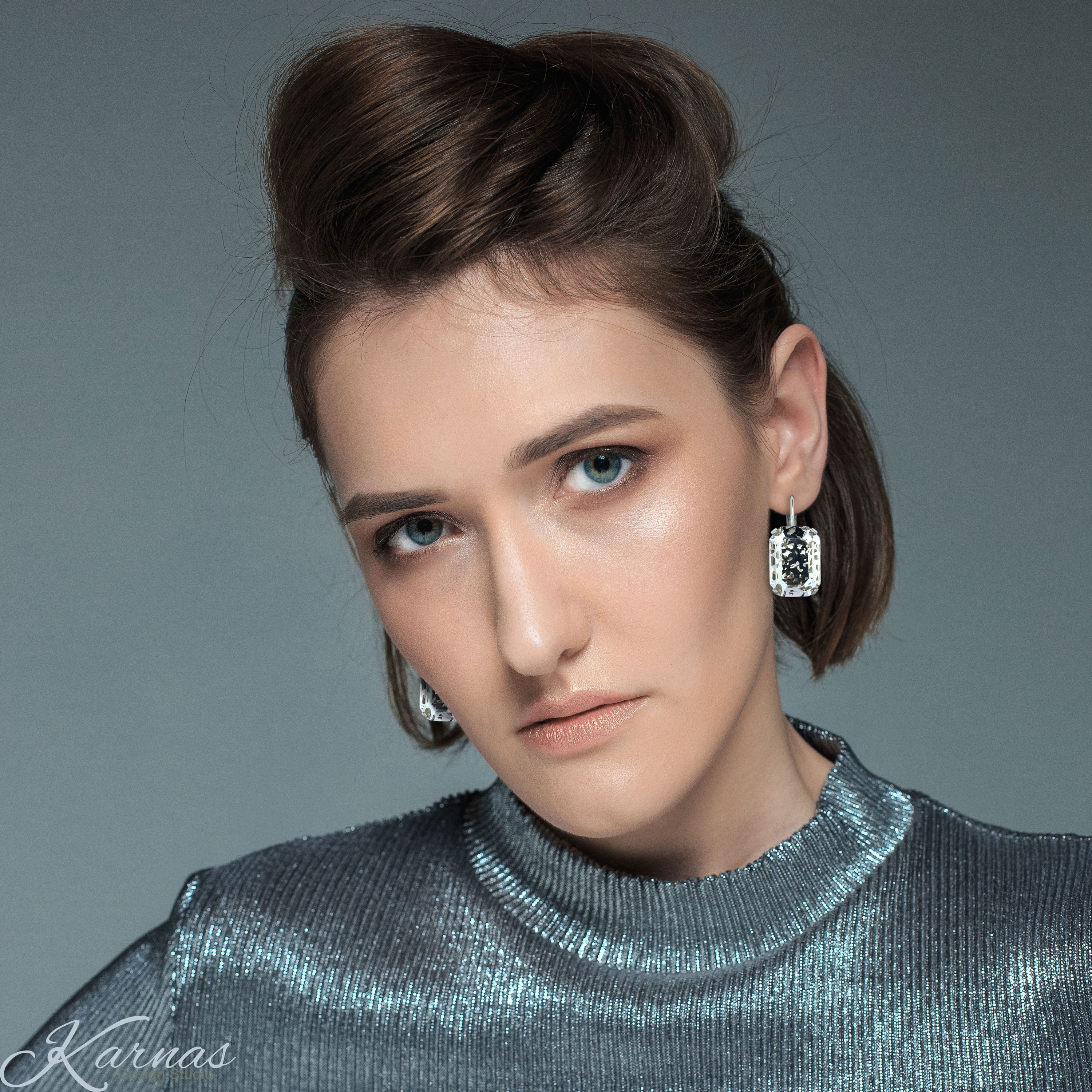 Metallic Patina Emerald Cut Earrings - Image 6