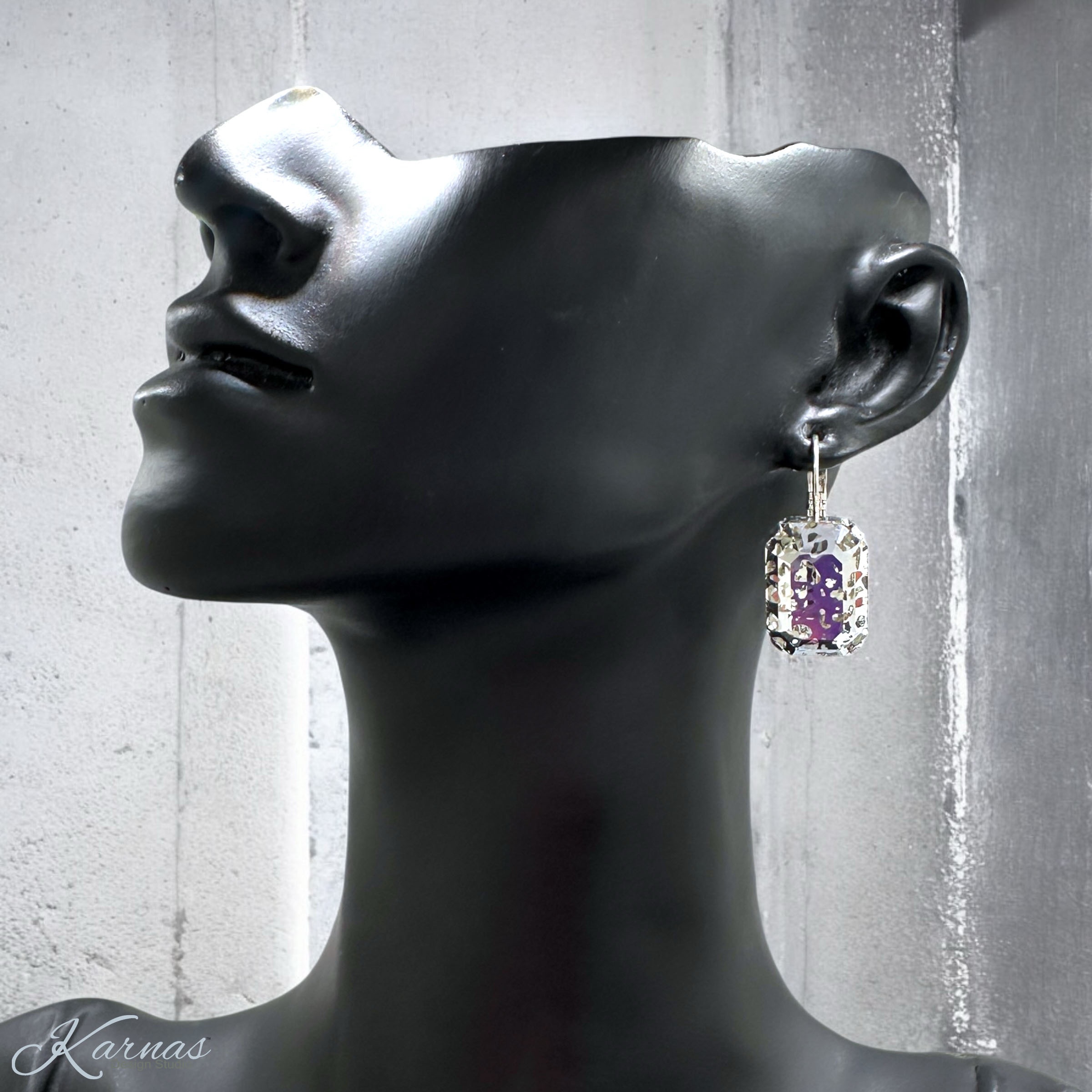 Metallic Patina Emerald Cut Earrings - Image 5