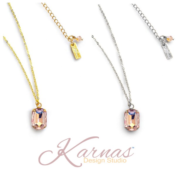 Choose Your Color Emerald Cut Pendant Necklace