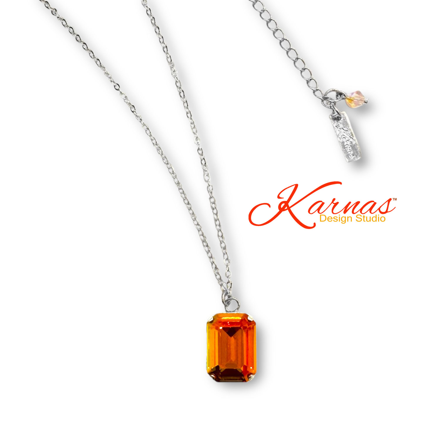 Choose Your Color Emerald Cut Pendant Necklace - Image 16