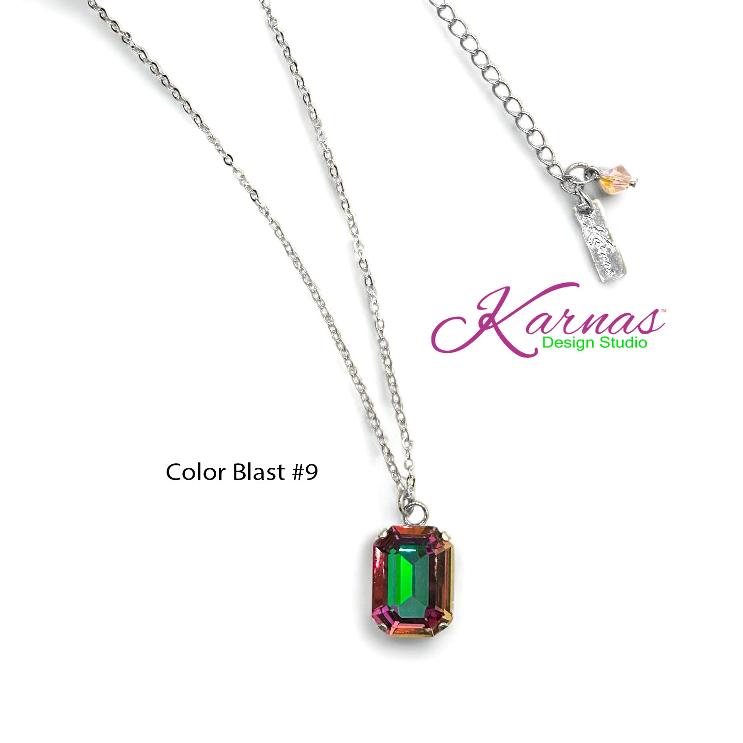 Choose Your Color Emerald Cut Pendant Necklace - Image 13
