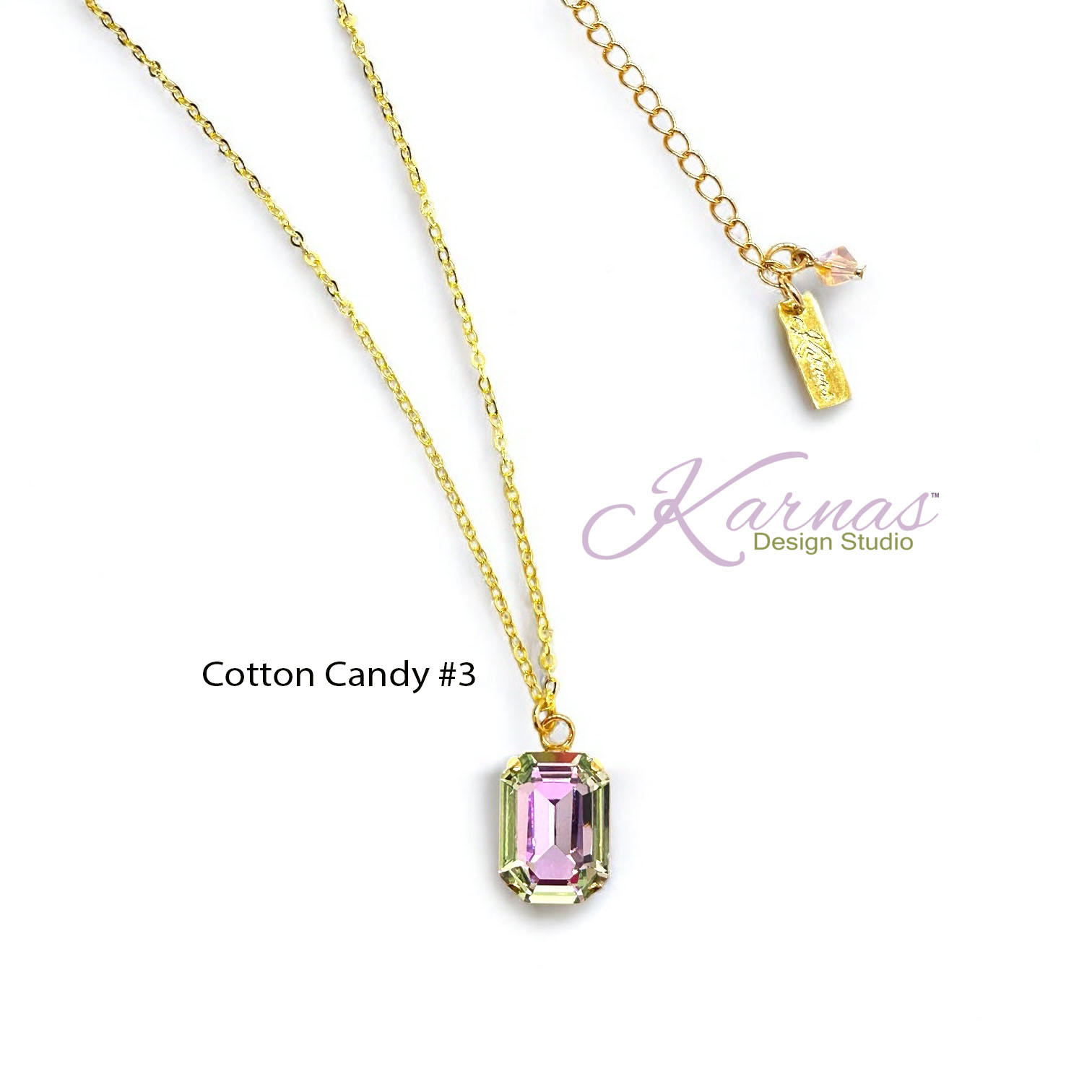 Choose Your Color Emerald Cut Pendant Necklace - Image 7