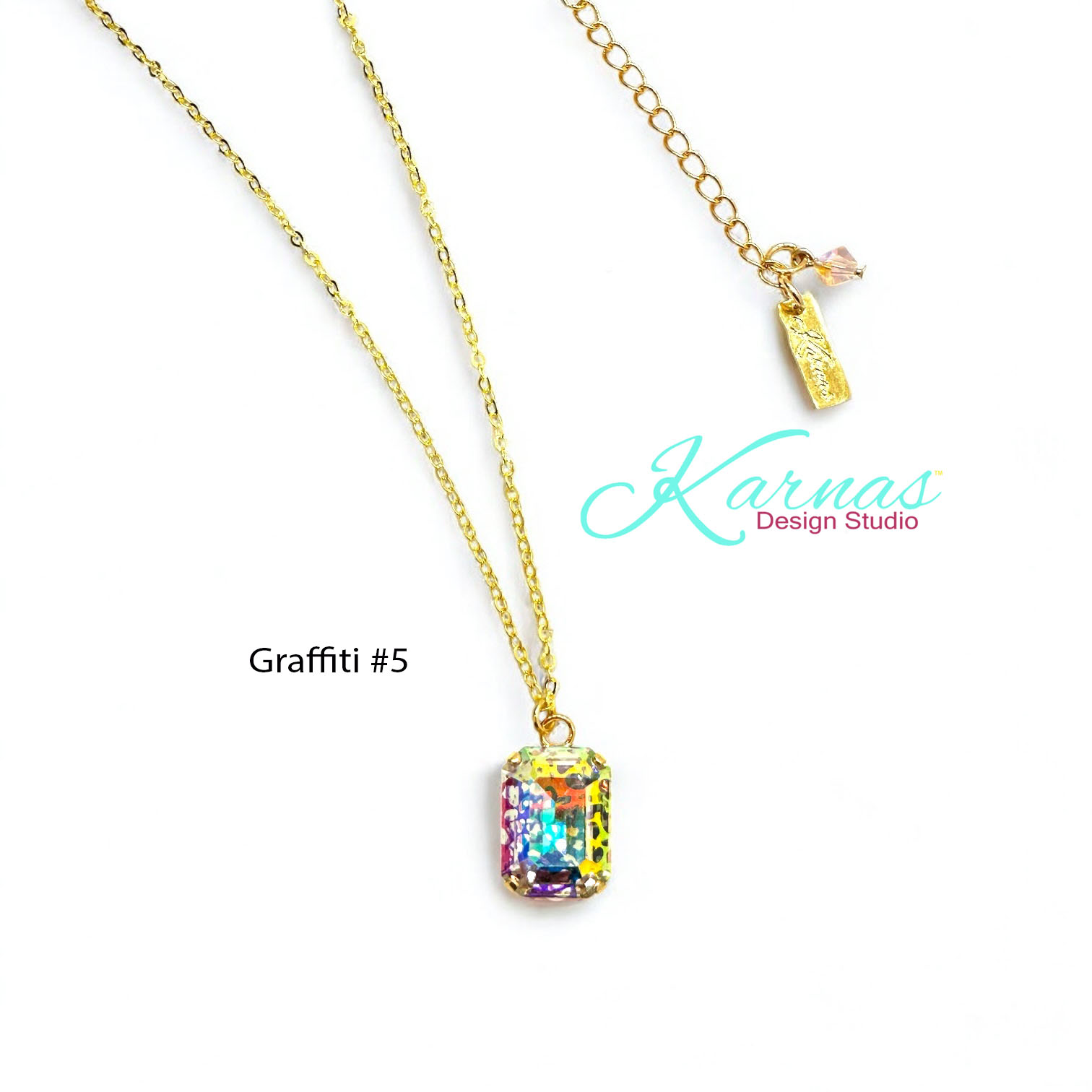Choose Your Color Emerald Cut Pendant Necklace - Image 8