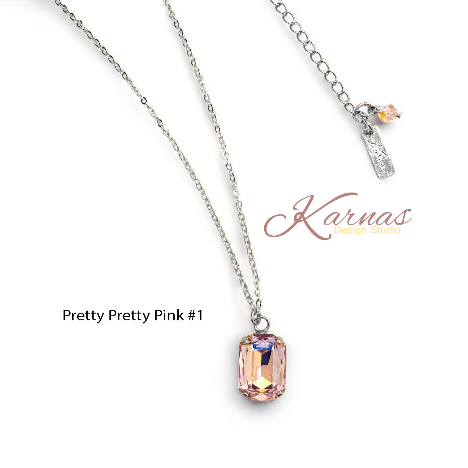 Choose Your Color Emerald Cut Pendant Necklace - Image 4