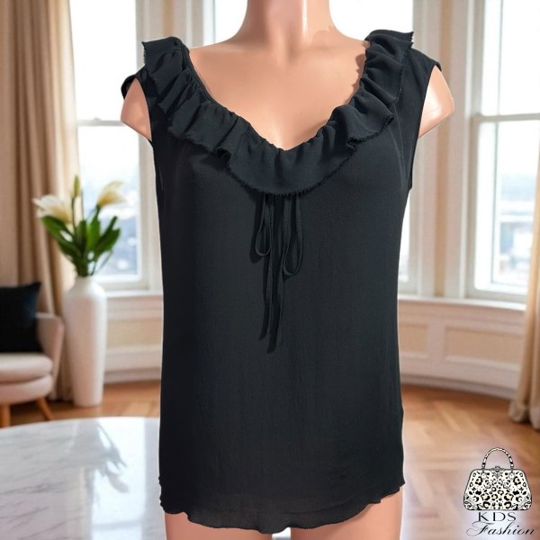 Tory Burch Silk Ruffle Tie Front Sleeveless Blouse US 10