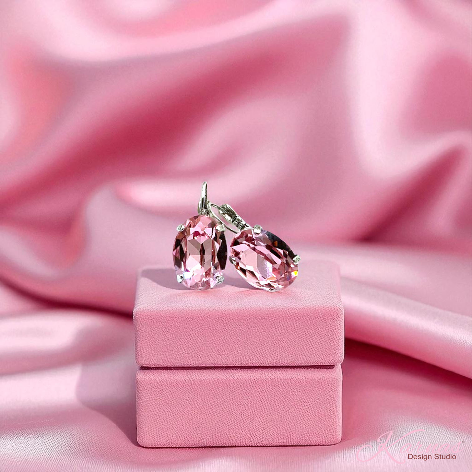 Light Rose Oval Earrings - Image 2