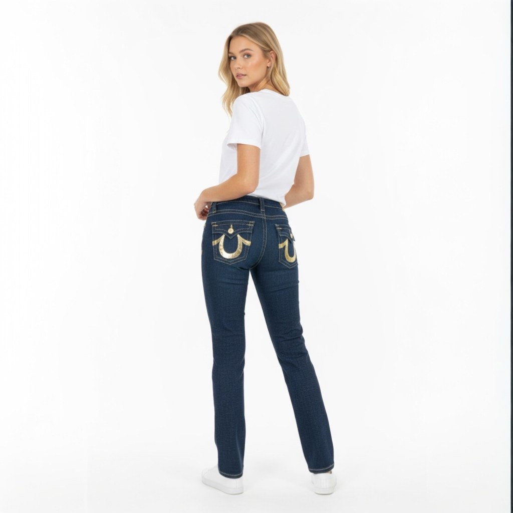 True Religion “Billy” Jeans Size 29 Low Rise Gold Sequin Horseshoe ✨