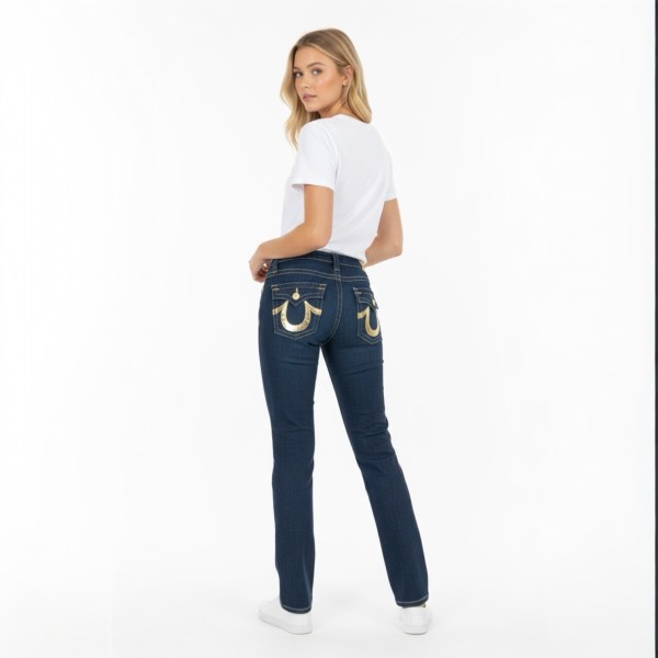 True Religion “Billy” Jeans Size 29 Low Rise Gold Sequin Horseshoe ✨