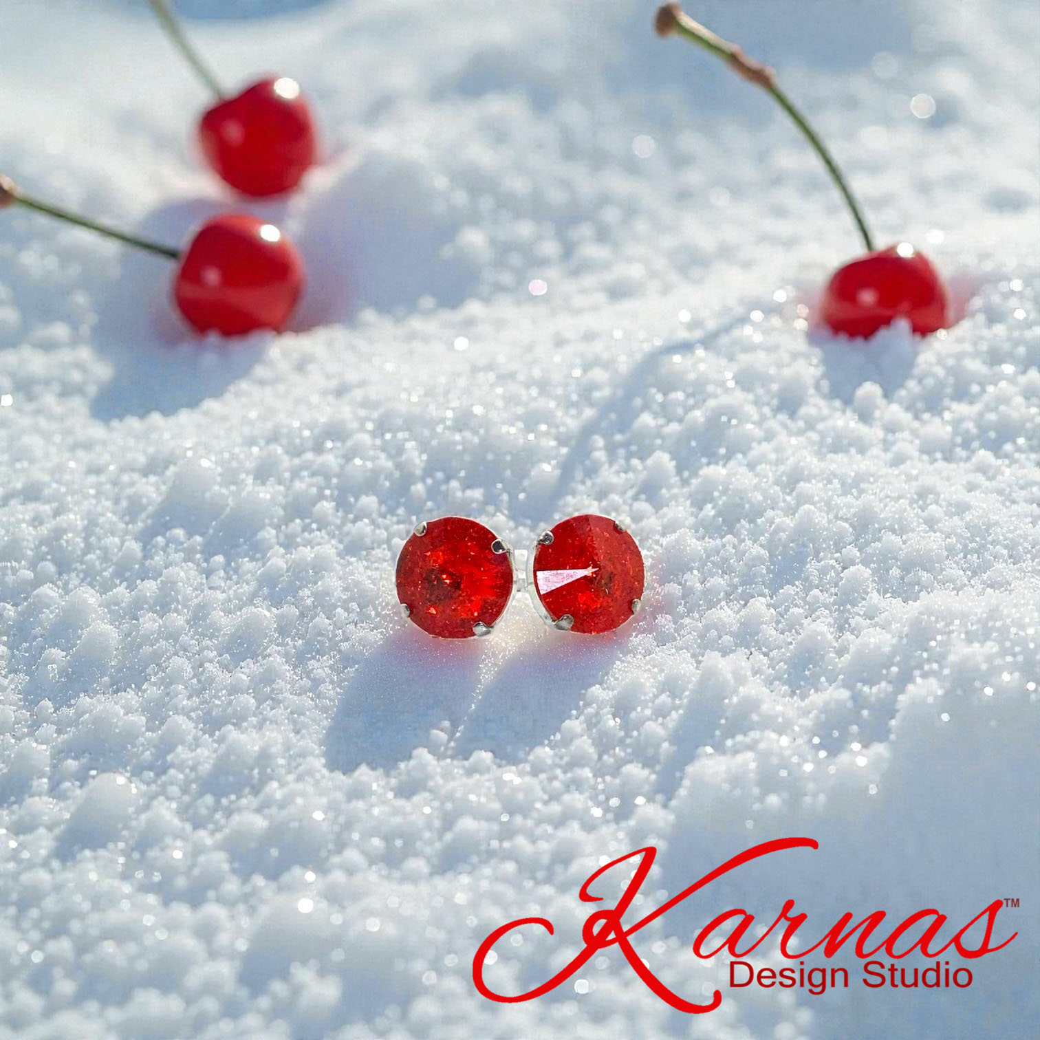 Crushed Cherry Crackle Earrings - Image 2