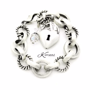 Heart Link Antique Silver Layering Bracelet