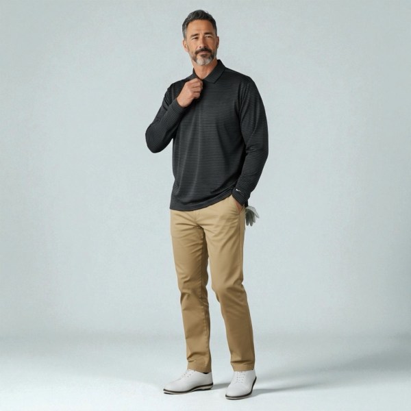 Nike Dri-Fit Polo Golf Shirt | Men’s Size Large | Charcoal Stripes