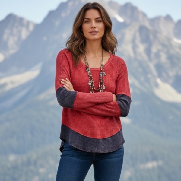 Free People We The Free “Diamond Dozen” Thermal Waffle Knit Top – XS