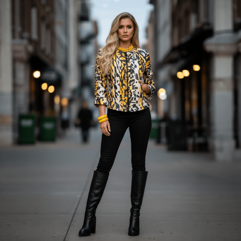 Clara Sunwoo Liquid Leather Reptile Animal Print Jacket w/Ruched Sleeves MD
