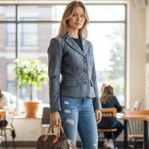 Bernardo Genuine Leather Jacket – Metallic Blue-Gray – Petite XS – NEW