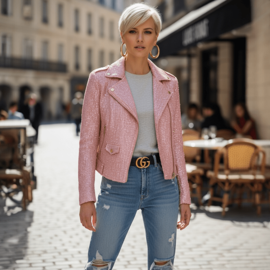 Generation Love Pink Sequin Moto Jacket XS